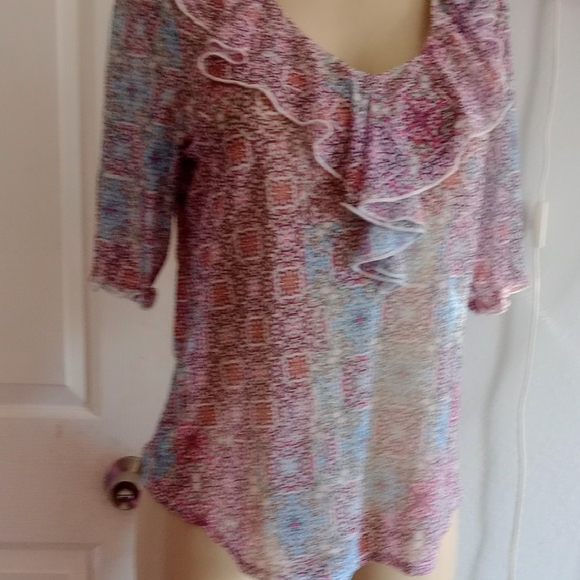 Perseption Pink and Blue Patterned Blouse - Picture 6 of 9